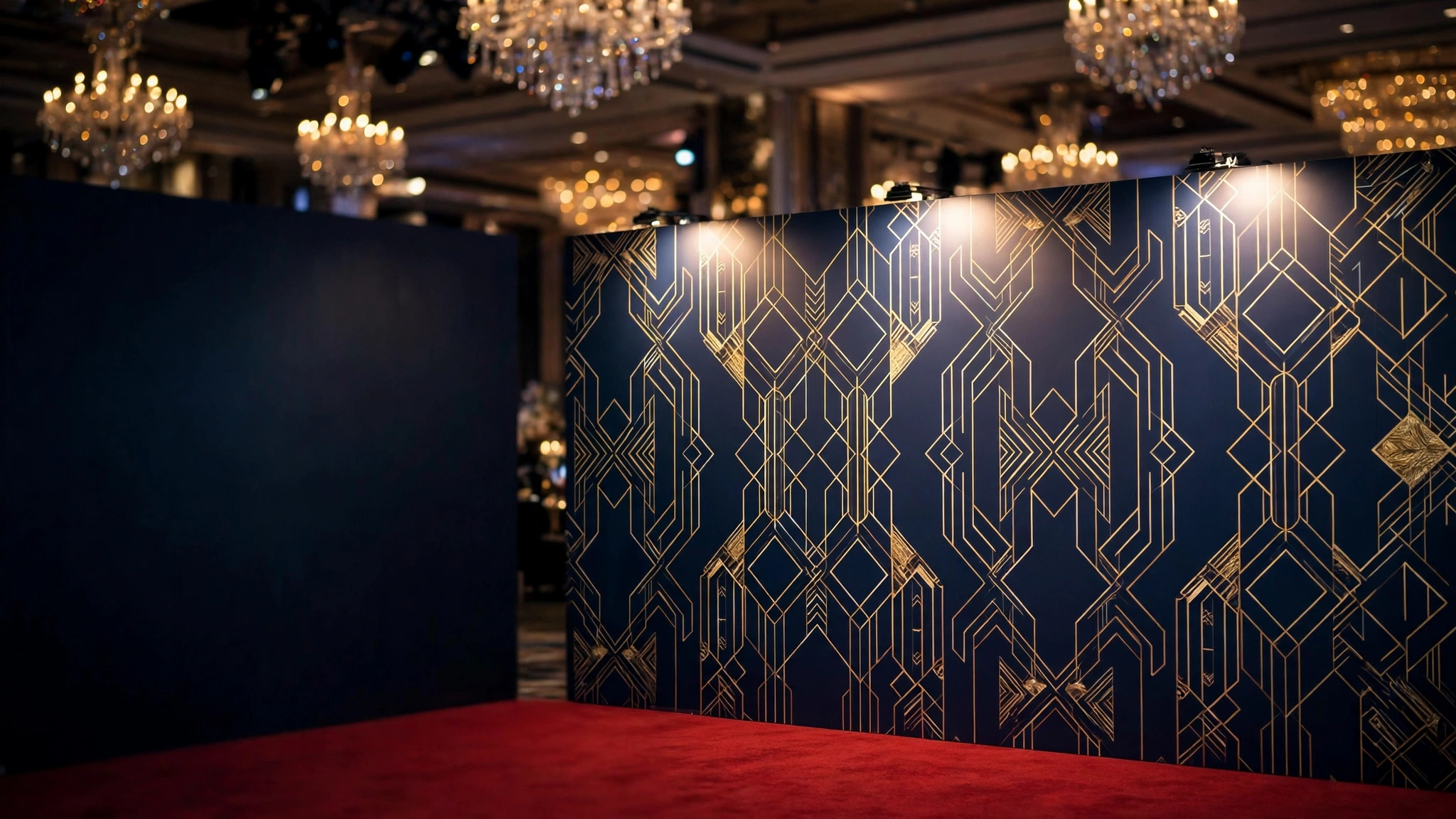 Step and repeat branded media wall backdrop at a corporate gala in Dubai
